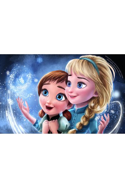 media Elsa and Anna canvas painting, 60 x 40 cm
