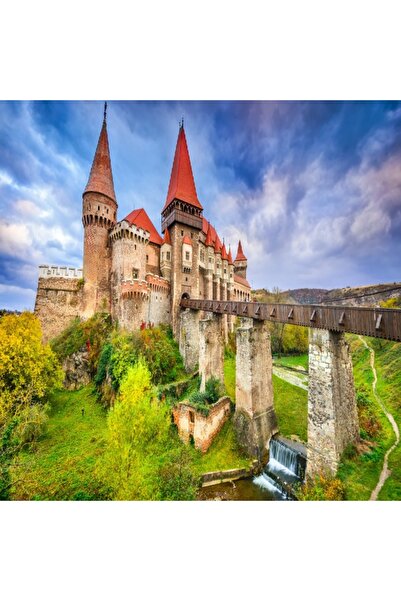 media Tablou canvas Castelul Corvinilor, pod de lemn, 80 x 80 cm