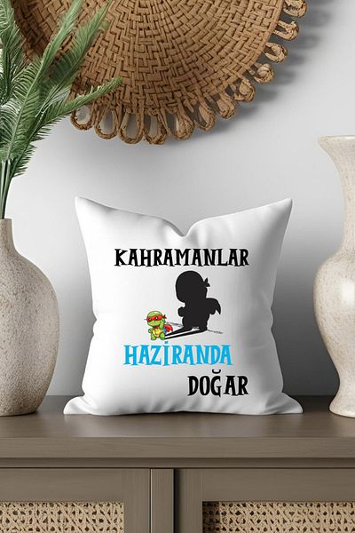 qoeuyl boutique Heroes Are Born This Month Printed Gift for Wife, Lover, Friend Father Satin Mini Decorative Pillow