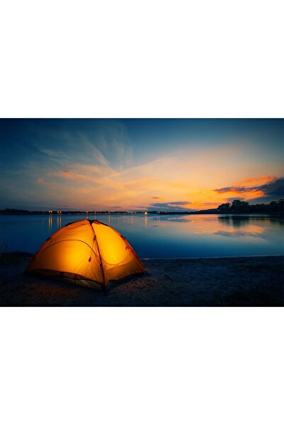 media Self-adhesive and washable wall mural Plaja74 and tent at sunset, 270 x 200 cm