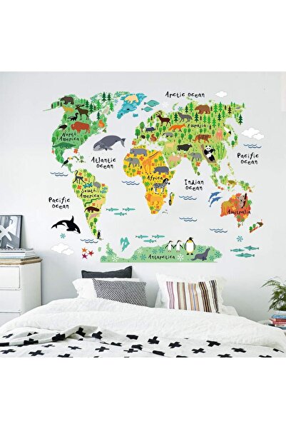 Original Deals RO Autocolant Sticker Educativ - Harta Animata a Lumii cu Anim...