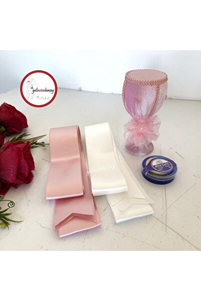 Gelin Damat Takı Töreni Sade Takı Kurdelesi İncili Cam Kadeh İğnelik ve İğne