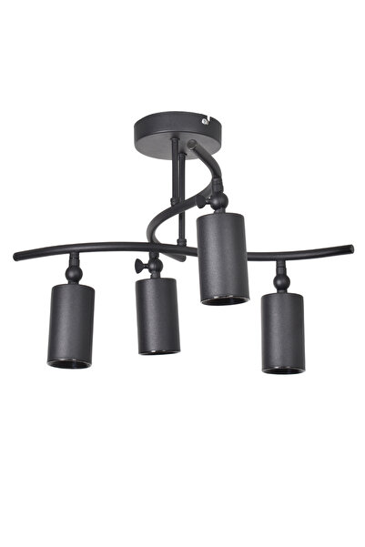 Modavize Nancy Modern Salon Yatak Odası Giyinme Odası CAFE Mutfak- Siyah Renk Spot 4 lü Avize (BEYAZ IŞIK)