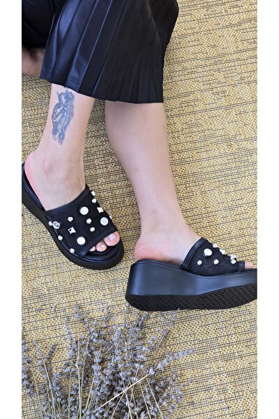 Melinta Shoes Melinta Staple Detail Women's Slippers with Wedge Heels