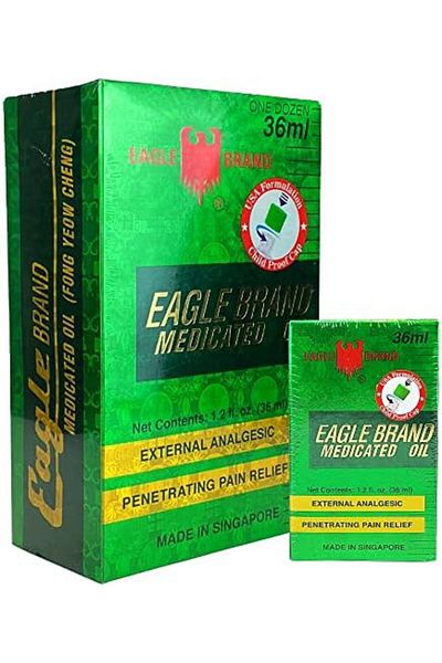 Eagle Brand Natural Medicated Oil for Muscle Aches and Pains, Includes 12 Individual 1.2 oz. Bottles