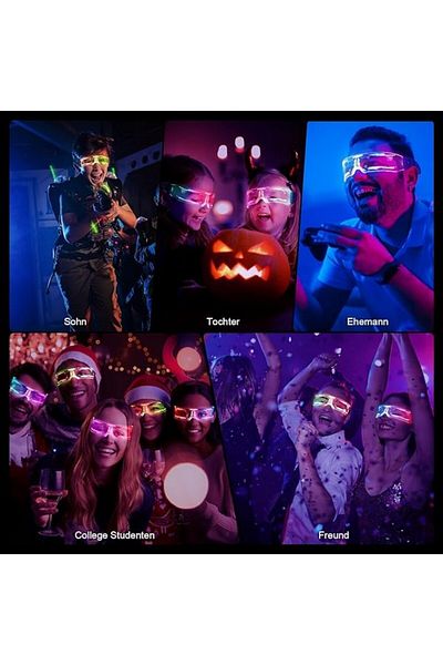 VEIERSIA LED light glasses, 7 colors and 5 switching modes, 17 x 16 x 4.5 cm, VEIERSIA