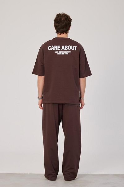 NOMARC Καφέ Care About Γραμμένο T-shirt