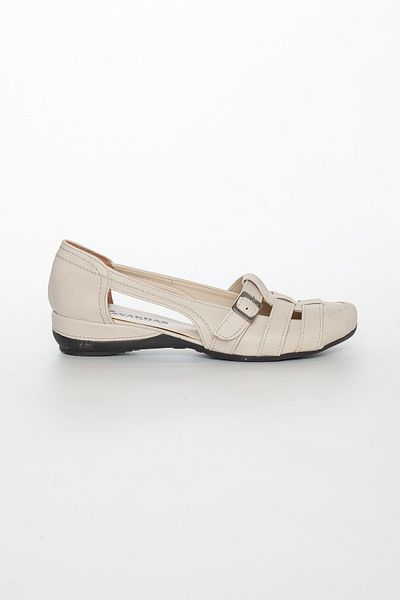 KOCAMANLAR Ayakdaş Buckle Detailed Women's Ballerina Shoes Beige