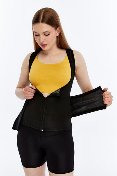 FİTFORMGİYİM Premium Sports Sauna Singlet Waist Belt Κορσές κοιλιάς για γυναίκες Ανδρικό μαύρο