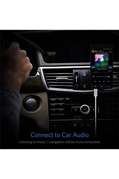 TEKNETSTORE Samsung Xiaomi Uyumlu Aux Kablosu Type-C To Jack Çevirici Dönüştürücü Beyaz Bluetooth Gerektirmez