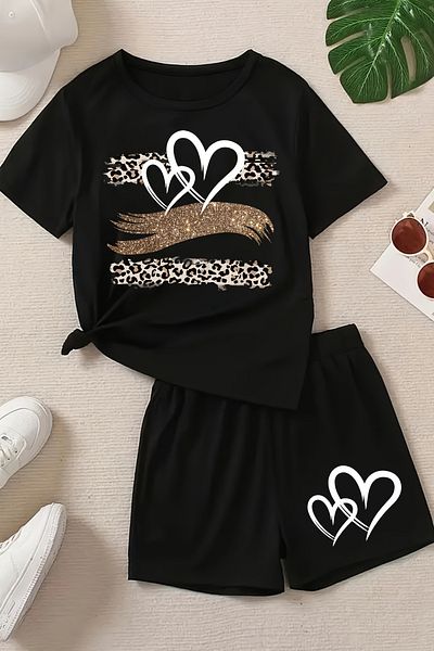 MYADA Set pantaloni scurți pentru fete în stil imprimat leopard 24039