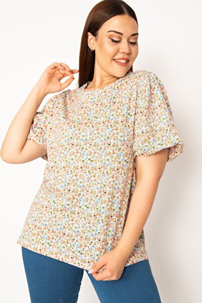 Şans Γυναικεία μπλούζα με πολύχρωμο μπαλόνι με μοτίβο λουλουδιών μεγάλου μεγέθους 65n33287