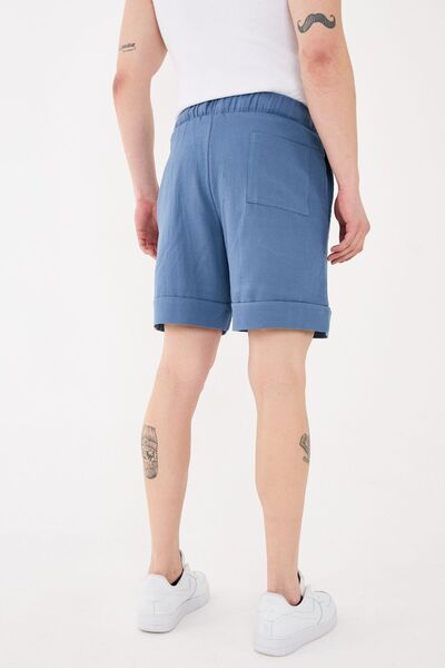 RELAXL %100 Pamuk Bol Kalıp Kadın Erkek Kısa Yazlık Şort İndigo Mavi