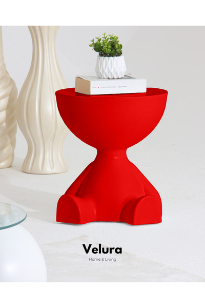 Velura Home & Living Tedy Yan Sehpa & Ayıcık Zigon Sehpa & Pinterest Sehpa Modeli - Kırmızı