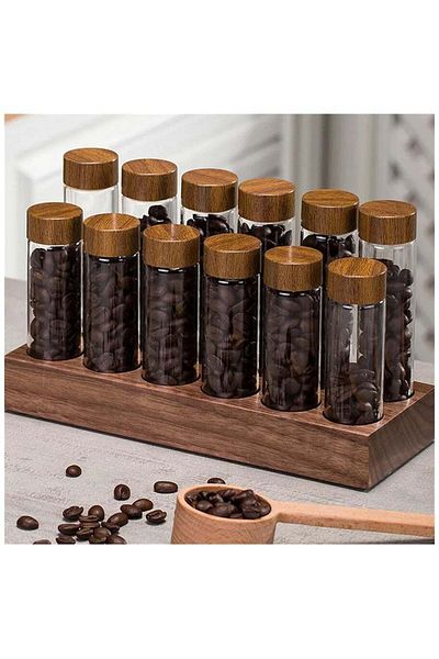 Generic Qahwa 12 PCS Clear Coffee Bean Storage Jar