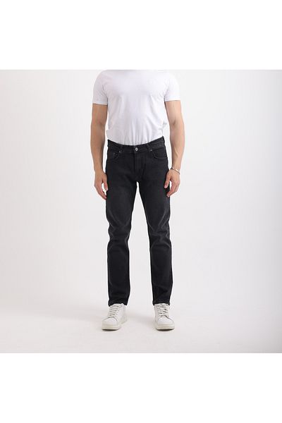 cliento Men's Regular Fit Normal Waist Dark Black Jean Pants