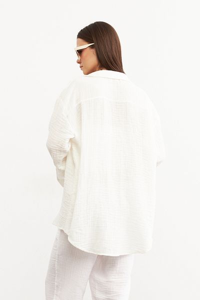 Yefrastore Oversize Basic Muslin Shirt WHITE