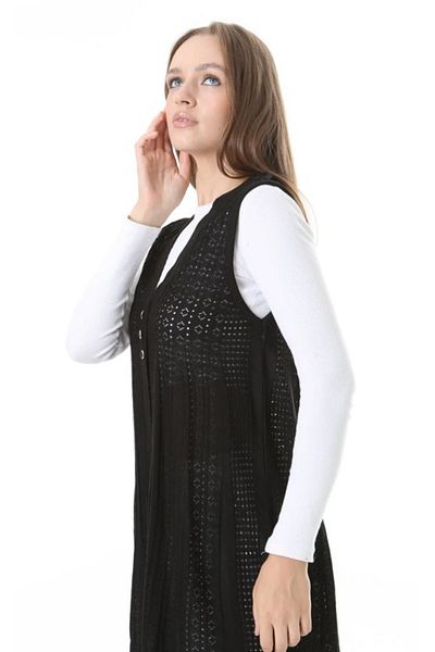 Fresh&Moda Women's Knitwear Seasonal Araboy Mercerized Large Size Mother Vest