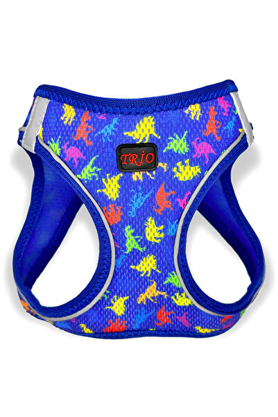 Pets Carnival Kedi Köpek Air-mesh Göğüs Tasması Ve Gezdirme Sevk Kayışı Seti Dino 2si1 Arada