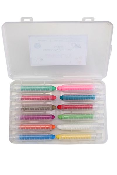 MagPlay Washable Chalk Pencils 12 Pack – Non-Toxic, Retractable Holder – Easy Drawing for Kids