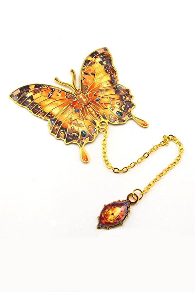 Fivy Vintage Butterfly Figured Chain Detailed Metal Bookmark