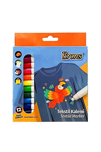 Brons Tekstil Kalem Markör 12 Renk (BR-1001)