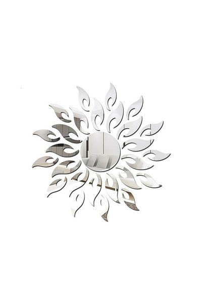 BOEM Set oglinzi decorative acrilice 3D cu model argintiu, culoare floarea-soarelui, Luxury Home, 27 piese, MyStyle®