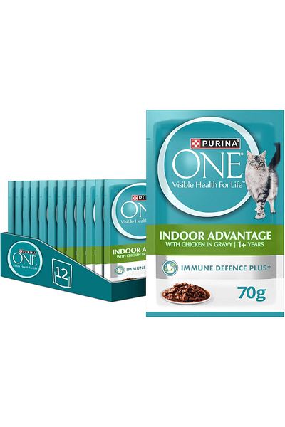 Purina One Wet Cat Indoor Advantage with Chicken 70g Pack of 12