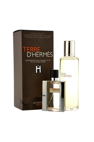 Hermes Terre D'Hermes Gift Set, Men, Eau de Toilette, Refill, 125 ml + Refillable, 30 ml