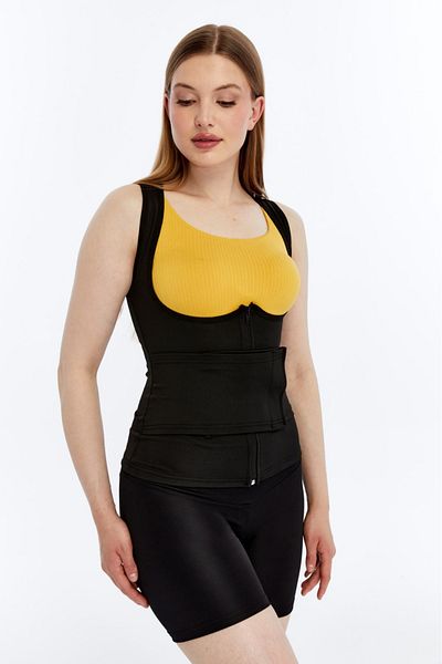 FİTFORMGİYİM Premium Sports Sauna Singlet Waist Belt Κορσές κοιλιάς για γυναίκες Ανδρικό μαύρο