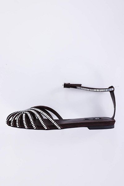 5in1Canpolat Brown Stone Ballerina Sandals 23138