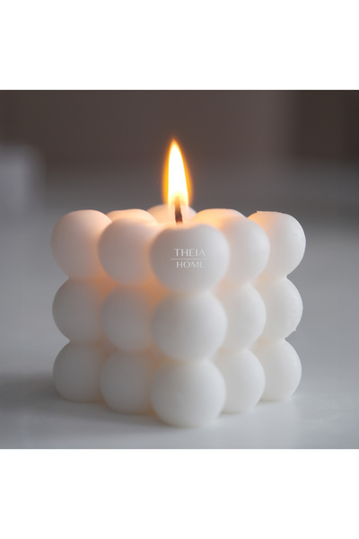 THEIA HOME Bubble Model Vegan ve Vanilya Kokulu Doğal Renk Soya Mum