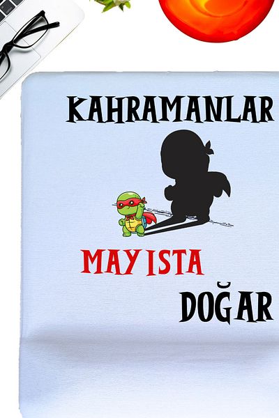qoeuyl boutique Heroes Are Born This Month Printed Birthday Special Day Gift Oval/Square Wrist Supported Mousepad