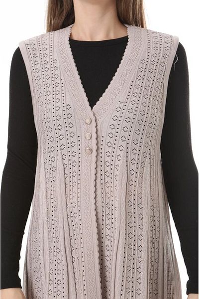 Fresh&Moda Women's Knitwear Seasonal Araboy Mercerized Large Size Mother Vest