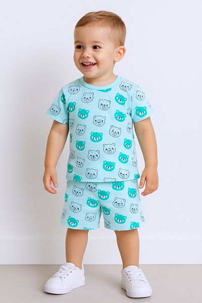 HÇM Boy's Shorts Suit Teddy Bear Printed E24