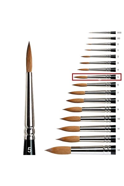 Samur 145 Serisi Yuvarlak Uçlu Sulu Boya Fırçası No:5