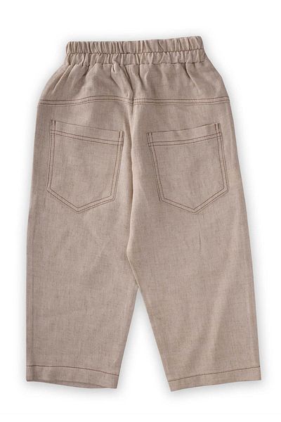 Cigit String Covered Linen Trousers 2-7 Years Natural
