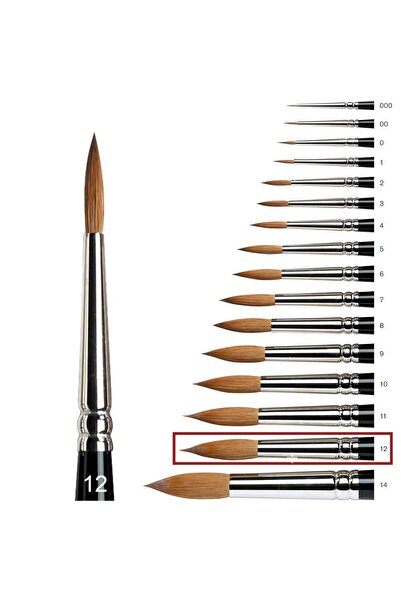 Samur 145 Serisi Yuvarlak Uçlu Sulu Boya Fırçası No:12