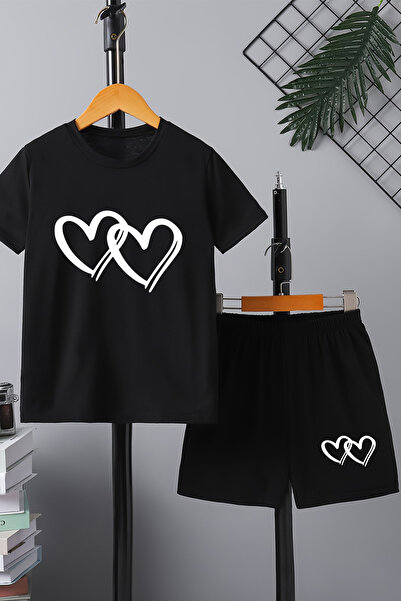 MYADA Heart Printed Girl's Shorts Set 24040