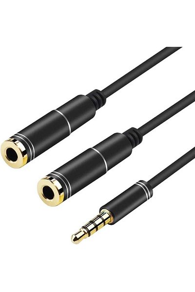 Generic 3.5mm Stereo Audio Cable Adapter Y Splitter Male to Female Connectors for Earphone and Microphone