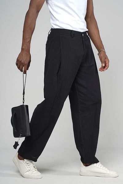 Butik TREND BIZ Παντελόνι με πλισέ από λινό ύφασμα φαρδύ Lycra