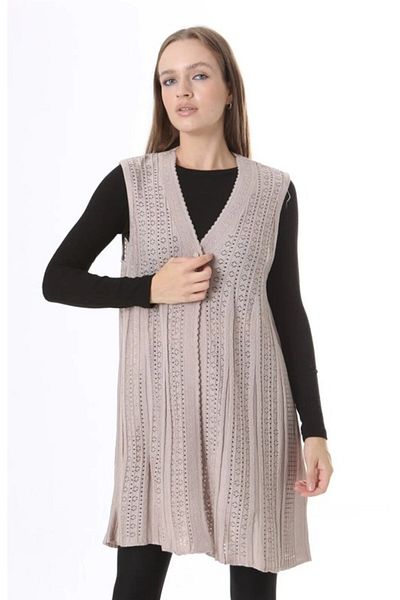 Fresh&Moda Women's Knitwear Seasonal Araboy Mercerized Large Size Mother Vest