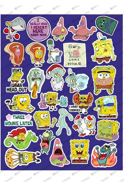 One Little Happiness Spongebob Square Shorts Sticker Series 2 Sticker Phone Laptop Notebook Tablet Notebook Sticker Label