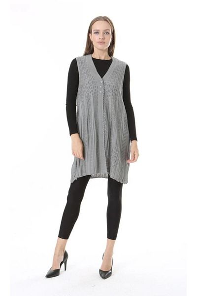 Fresh&Moda Women's Knitwear Seasonal Araboy Mercerized Large Size Mother Vest