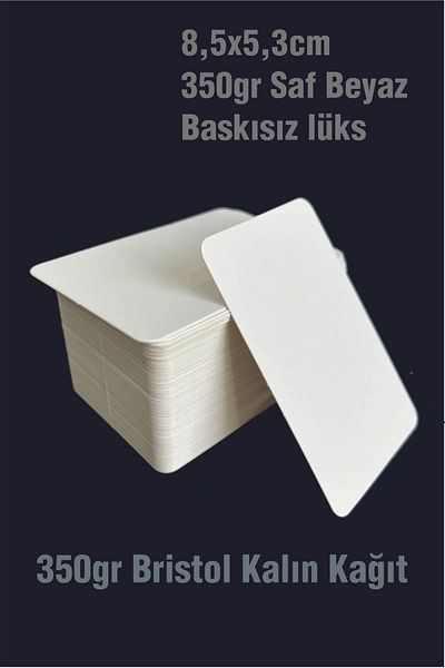 Örün Matbaa 100 Pieces 350 gr White Oval Cut Flash Card - Empty Cellophane-Free Business Card