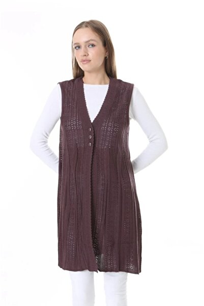 Fresh&Moda Women's Knitwear Seasonal Araboy Mercerized Large Size Mother Vest