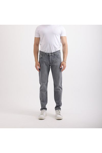cliento Men's Regular Fit Regular Waist Gray Jean Trousers