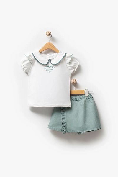 TUOBEBE Girl's Bottom Top Shorts Denim Skirt Tshirt Suit