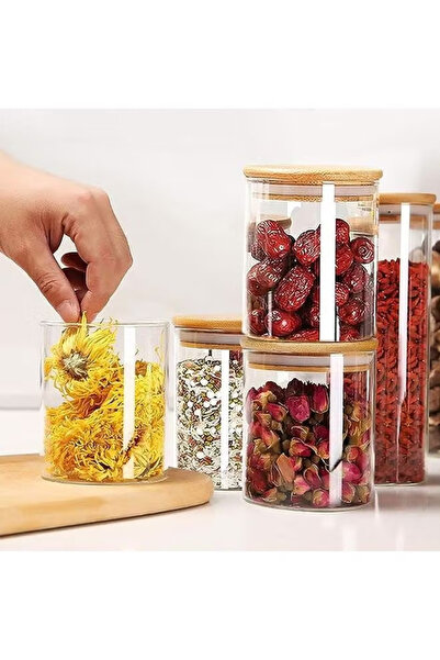 Generic 12-Piece Glass Jars with Wooden Lid Clear/Brown 12 x 200ml