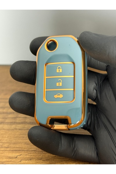 Luxe Aksesuarr Honda Civic - Accord - Fc5 - H-rv - C-rv Husa de protectie pentru chei din silicon cu 3 butoane Culoare gri